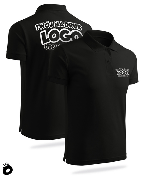 Bawełniana męska koszulka polo z własnym nadrukiem - kolor czarny