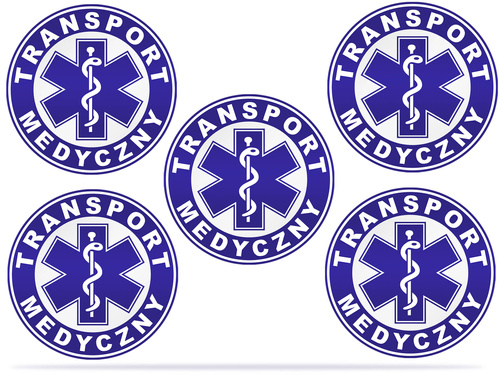 Komplet 5szt naklejek medycznych odblaskowych – TRANSPORT MEDYCZNY - 5cm