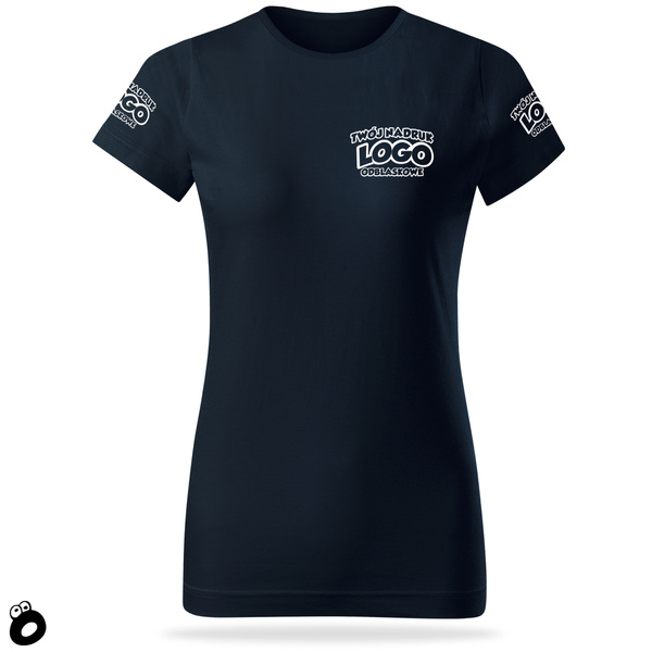 Damska bawełniana koszulka T-shirt z własnym nadrukiem - kolor granatowy