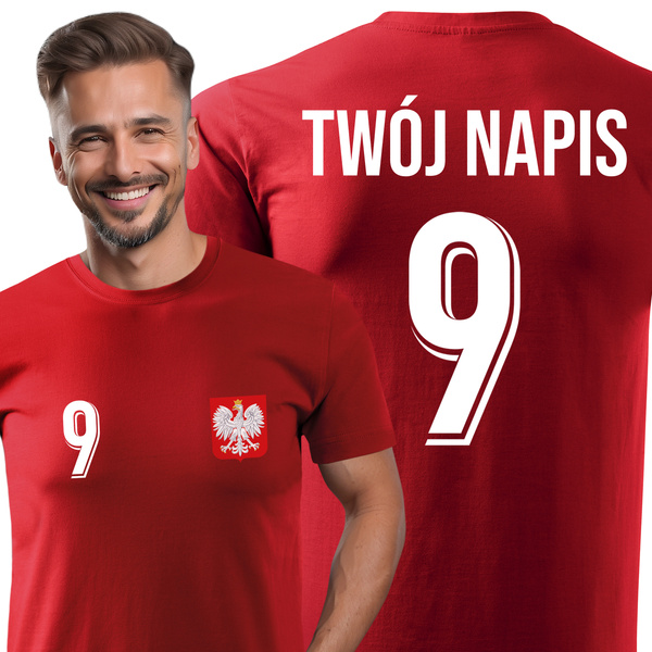 Bawełniana koszulka męska T-shirt z TWOIM NAPISEM I NUMEREM