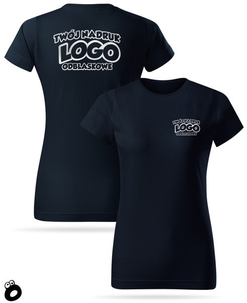 Damska bawełniana koszulka T-shirt z własnym nadrukiem - kolor granatowy