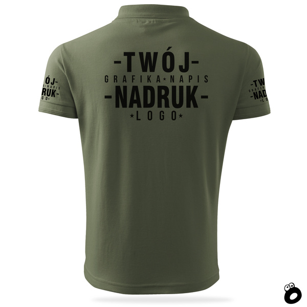 Bawełniana męska koszulka polo z własnym nadrukiem - kolor khaki