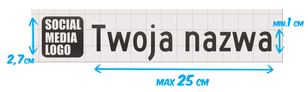 Naklejka z logiem X i Twoją nazwą social mediów - czarny odblask
