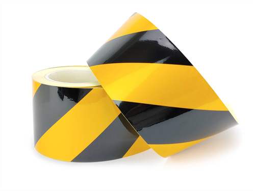 Odblaskowa taśma samoprzylepna żółto-czarna 10 cm