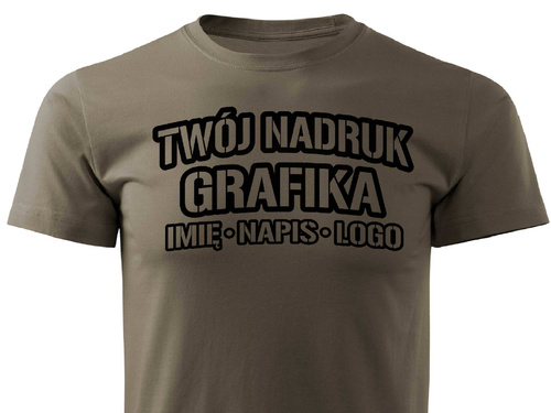 Brązowa męska koszulka T-shirt z własnym nadrukiem