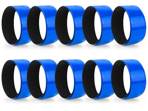 Komplet odblaskowych opasek samozaciskowych - 10 sztuki kolor niebieski