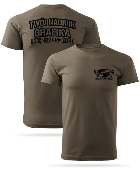Brązowa męska koszulka T-shirt z własnym nadrukiem 