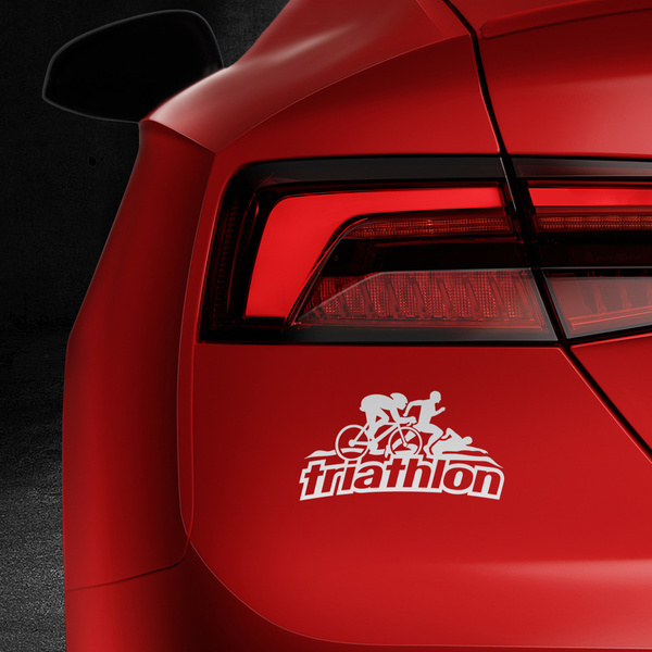 TRIATHLON 2 odblaskowa naklejka na auto srebrna