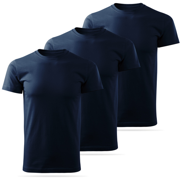 Zestaw 3 sztuk męskich koszulek bawełnianych T-shirt - granatowe