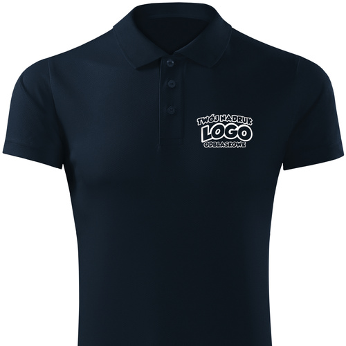 Termoaktywna męska koszulka polo z własnym nadruku - kolor granatowy