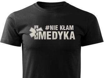 Koszulka T-shirt wzór odblaskowy #NIE KŁAM MEDYKA