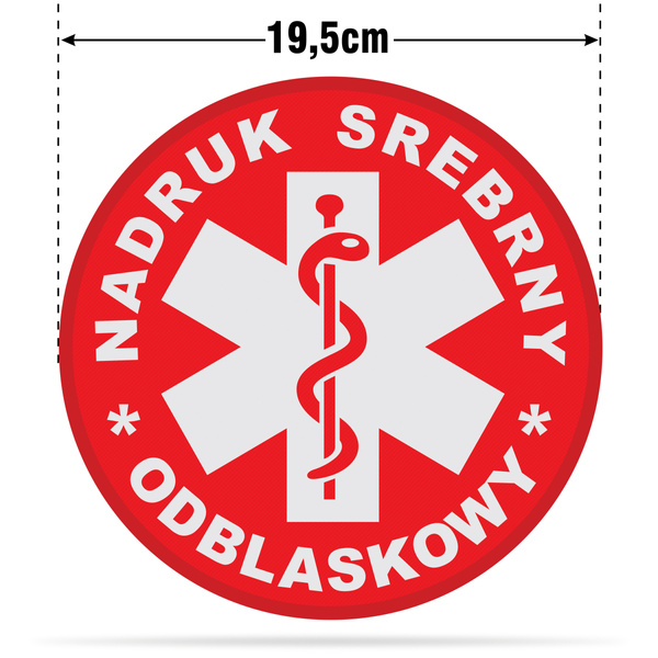 PAŃSTWOWE RATOWNICTWO MEDYCZNE naszywka odblaskowa z eskulapem
