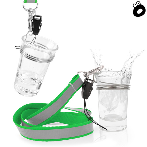 Zestaw imprezowy smycz odblaskowa ZIELONA z kieliszkiem szklanym