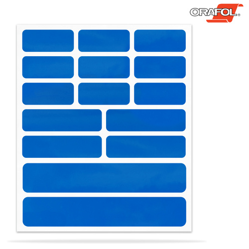 Komplet 15 naklejek odblaskowych - kolor niebieski