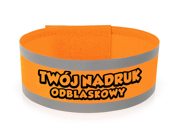 Opaska odblaskowa indywidualny nadruk 5 cm pomarańczowa