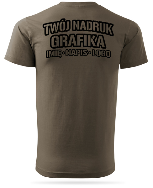 Brązowa męska koszulka T-shirt z własnym nadrukiem 