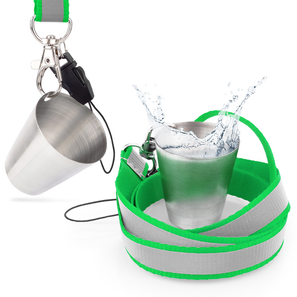 Zestaw imprezowy smycz odblaskowa ZIELONA z kieliszkiem metalowym