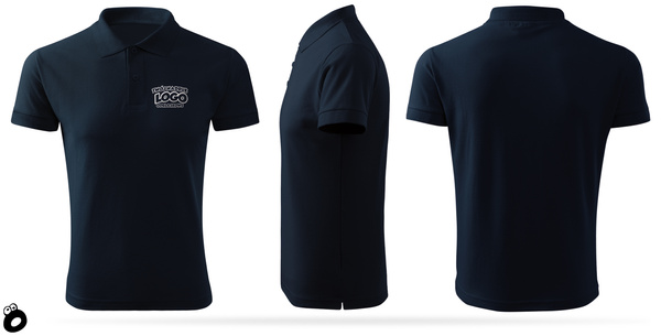 Bawełniana męska koszulka polo z własnym nadrukiem - kolor granatowy