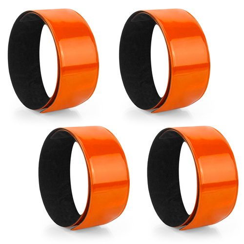 Komplet odblaskowych opasek samozaciskowych - 4 sztuki kolor pomarańczowy