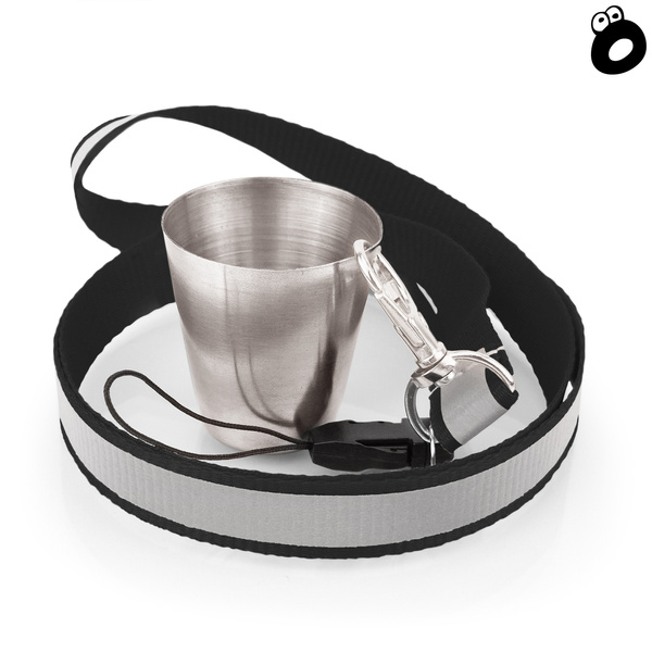 Zestaw imprezowy smycz odblaskowa CZARNA z kieliszkiem metalowym