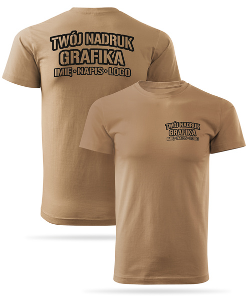 Piaskowa męska koszulka T-shirt z własnym nadrukiem