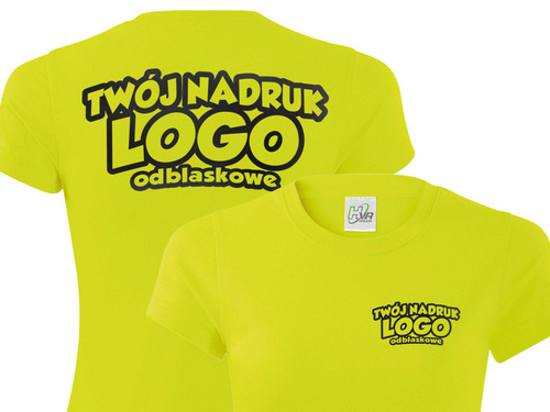 Żółta damska koszulka termoaktywna z własnym nadrukiem