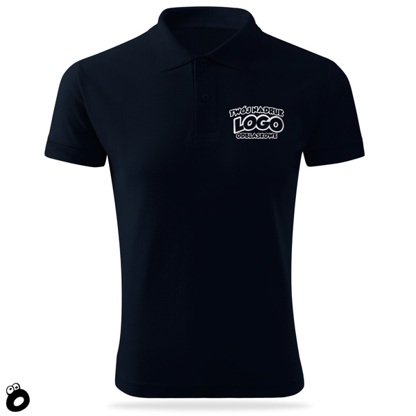 Bawełniana męska koszulka polo z własnym nadrukiem - kolor granatowy