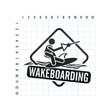 WAKEBOARDING odblaskowa naklejka - czarna
