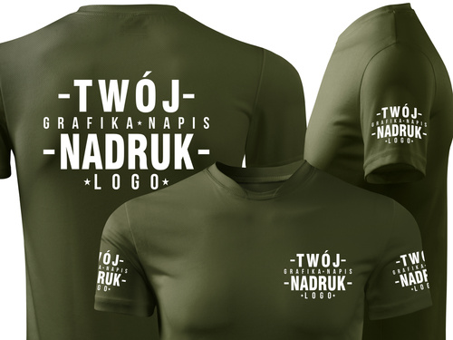 Termoaktywna koszulka outdoorowa z własnym nadrukiem - kolor zieleń wojskowa