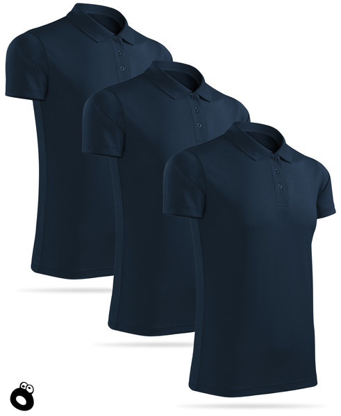 Zestaw 3 sztuk termoaktywnych koszulek męskich polo - kolor granatowy
