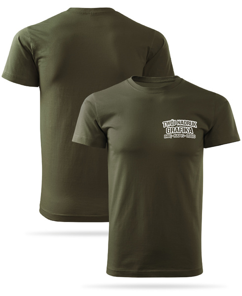 Zieleń wojskowa męska koszulka T-shirt z własnym nadrukiem 