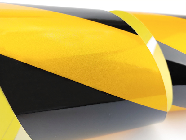 Odblaskowa taśma samoprzylepna żółto-czarna 10 cm