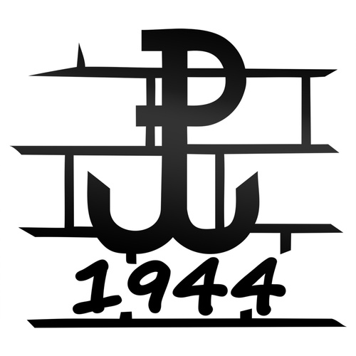 Polska Walcząca 1944 3 odblaskowa naklejka na auto czarna