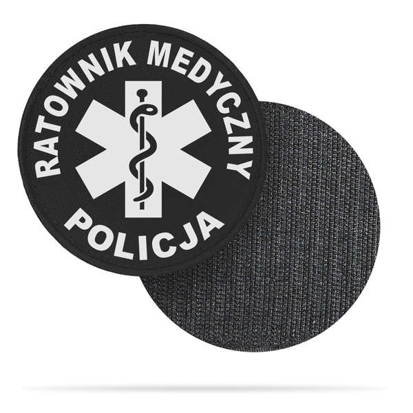 POLICJA RATOWNIK MEDYCZNY naszywka odblaskowa z eskulapem