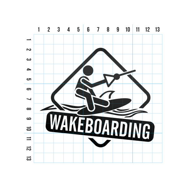 WAKEBOARDING odblaskowa naklejka - czarna