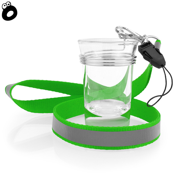 Zestaw imprezowy smycz odblaskowa ZIELONA z kieliszkiem szklanym