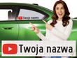 Naklejka z logiem YOU TUBE i Twoją nazwą social mediów - czarny odblask