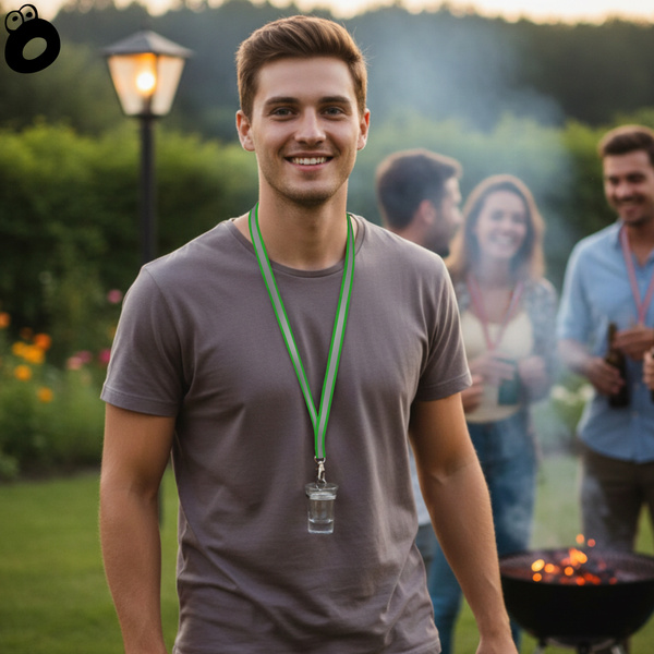 Zestaw imprezowy smycz odblaskowa ZIELONA z kieliszkiem szklanym