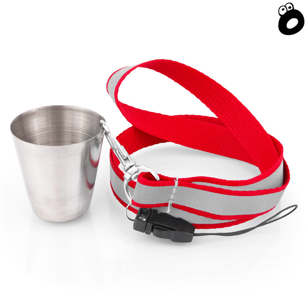 Zestaw imprezowy smycz odblaskowa CZERWONA z kieliszkiem metalowym