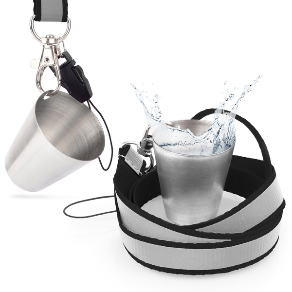 Zestaw imprezowy smycz odblaskowa CZARNA z kieliszkiem metalowym