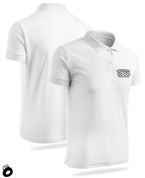 Bawełniana męska koszulka polo z własnym nadrukiem - kolor biały