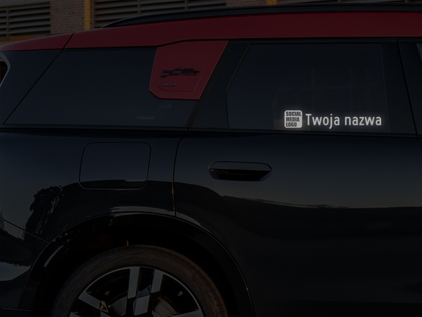 Naklejka z logiem X i Twoją nazwą social mediów - czarny odblask