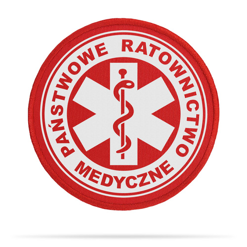 PAŃSTWOWE RATOWNICTWO MEDYCZNE naszywka odblaskowa z eskulapem