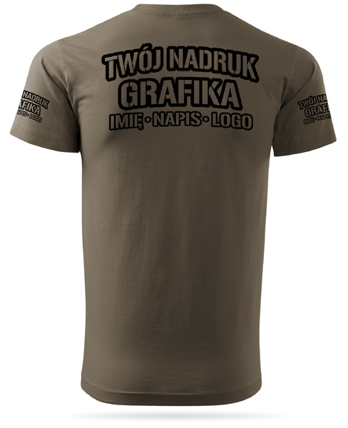 Brązowa męska koszulka T-shirt z własnym nadrukiem 