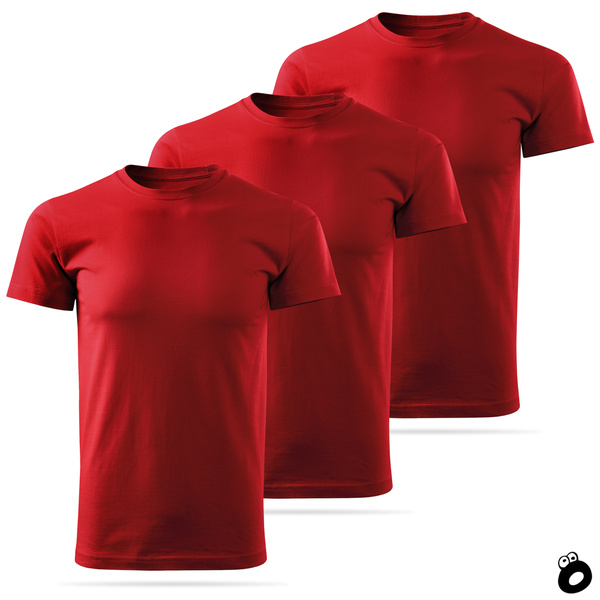 Zestaw 3 sztuk męskich koszulek bawełnianych T-shirt - czerwonych