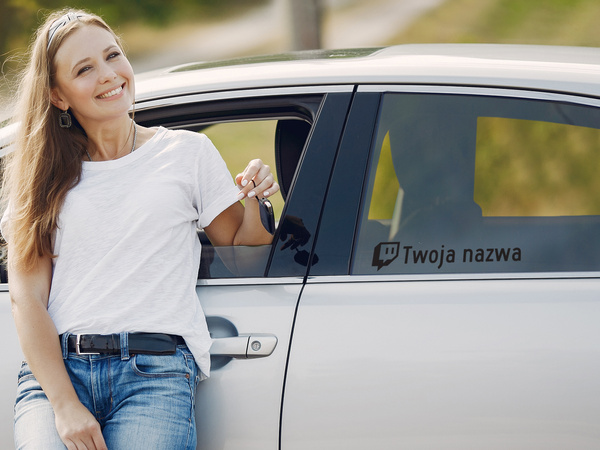 Naklejka z logiem TWICH i Twoją nazwą social mediów - czarny odblask