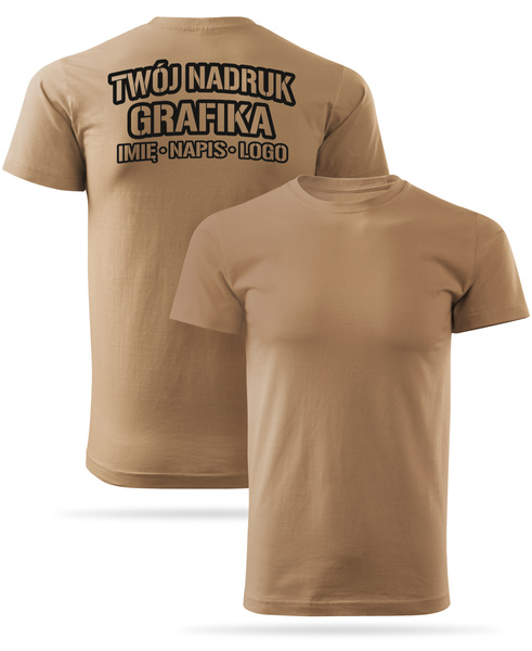 Piaskowa męska koszulka T-shirt z własnym nadrukiem 