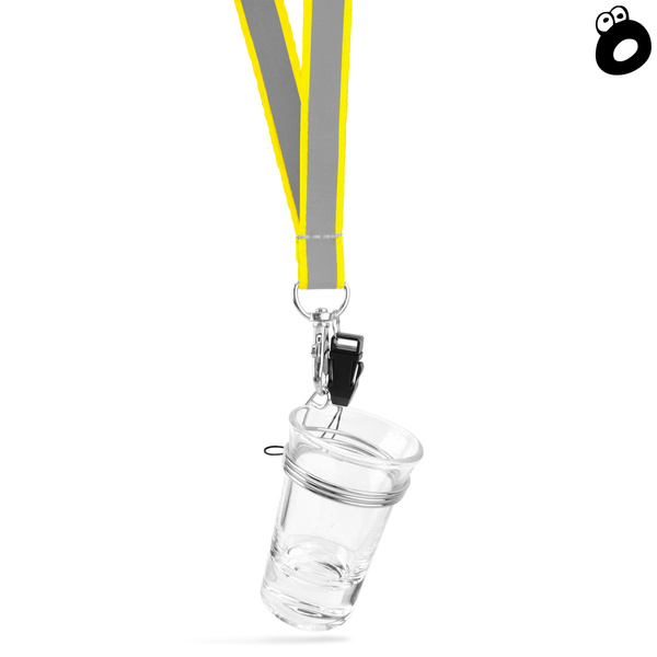 Zestaw imprezowy smycz odblaskowa ŻÓŁTA z kieliszkiem szklanym