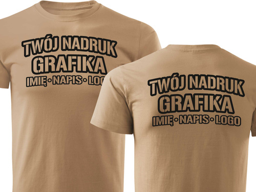 Piaskowa męska koszulka T-shirt z własnym nadrukiem