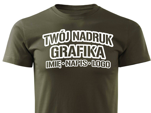 Koszulka T-shirt z własnym nadrukiem - zieleń wojskowa